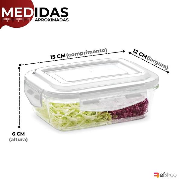 Imagem de Kit 2 Pote de Vidro Hermético Borossilicato 370ml Marmita Fitness Freezer Microondas