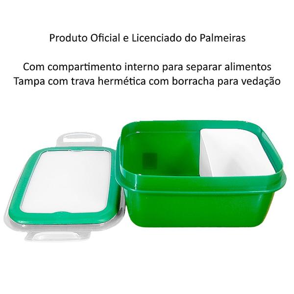 Imagem de Kit 2 Pote do Palmeiras Hermético 850ml BPA Livre Marmita