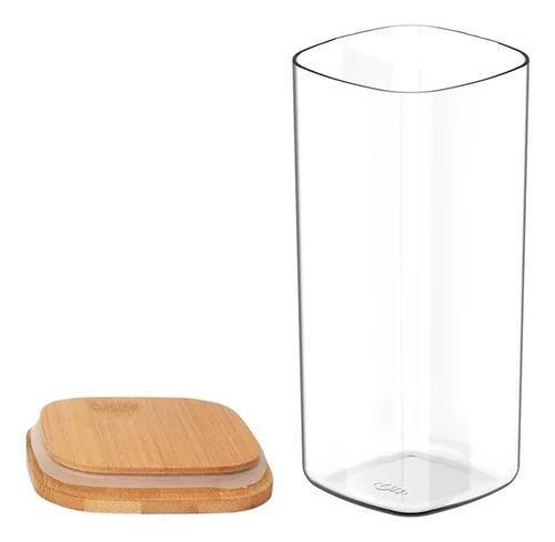 Imagem de Kit 2 Pote Hermético Tampa De Bambu Transparente 1,5l Ou