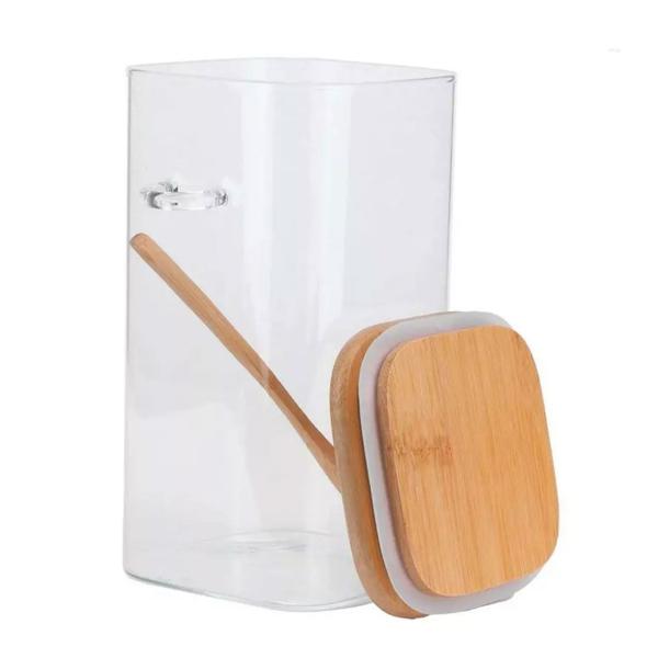 Imagem de Kit 2 Pote Hermético Vidro E Bambu 1600ml 1400ml