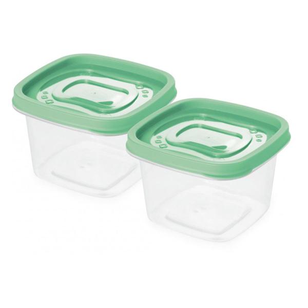 Imagem de Kit 2 potes 500ml mantimentos plástico quadrado Vasilha marmita tapoer tupperware tapuer plasútil