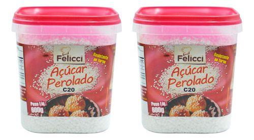 Kit 2 Potes Açúcar Perolado C20 600g Felicci Imagem de Kit 2 Potes Açúcar Perolado C20 600g Felicci