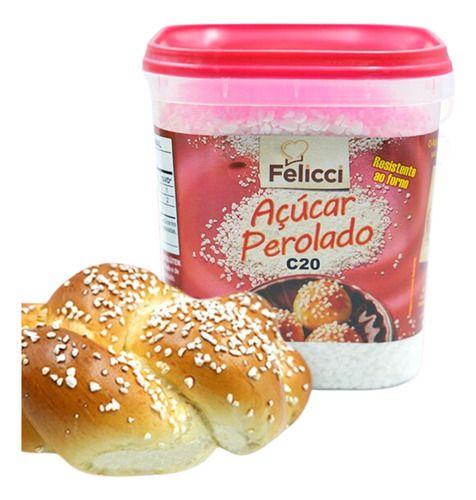 Kit 2 Potes Açúcar Perolado C20 600g Felicci Imagem de Kit 2 Potes Açúcar Perolado C20 600g Felicci