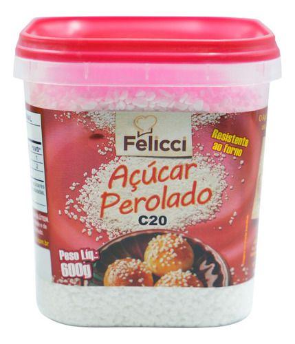 Kit 2 Potes Açúcar Perolado C20 600g Felicci Imagem de Kit 2 Potes Açúcar Perolado C20 600g Felicci
