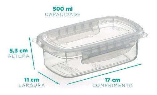 Imagem de Kit 2 Potes Alimentos 500 ML Com Tampa e Travas Transparente