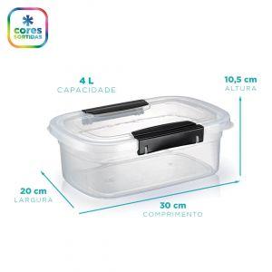 Imagem de Kit 2 Potes  Alimentos Ultra forte C/ Travas 4L 30x20x11Cm