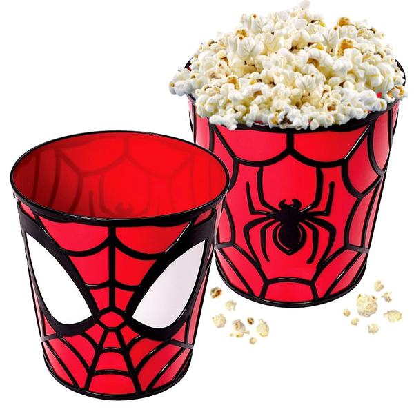 Imagem de Kit 2 Potes de Pipoca Infantil 3D Homem Aranha Balde Alto Relevo Spider-Man 2L