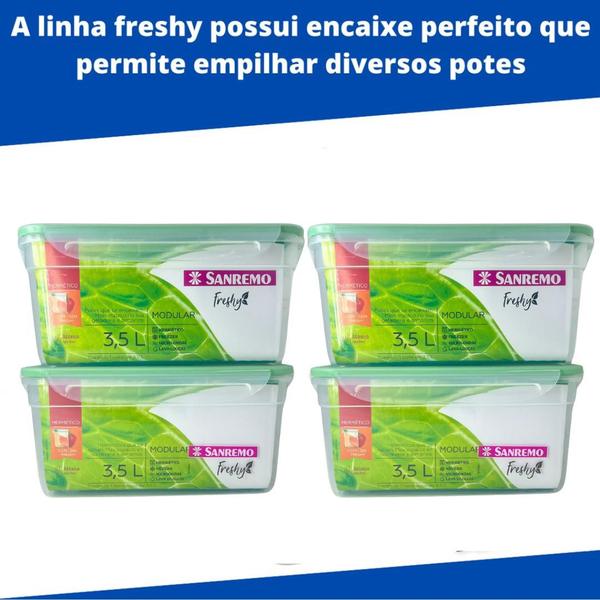 Imagem de Kit 2 Potes Empilhaveis Organizadores de Geladeira 3,5L Com Travas Hermético Sanremo