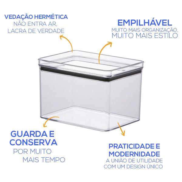 Imagem de Kit 2 Potes Herméticos 1,8L para Mantimentos Acrílico 