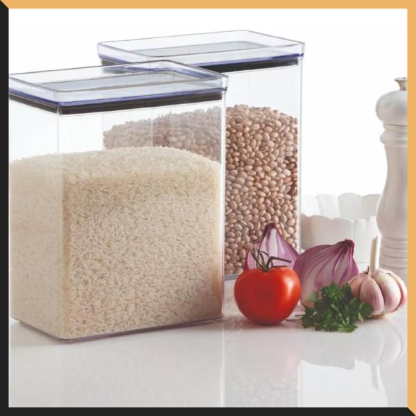 Kit 2 Potes Herméticos 4200ml de Acrílico P/ Arroz e Feijão Lumini - Paramount Imagem de Kit 2 Potes Herméticos 4200ml de Acrílico P/ Arroz e Feijão Lumini - Paramount