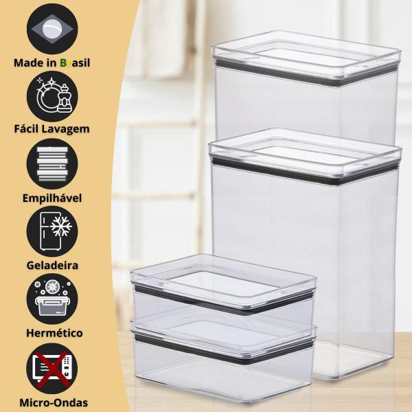 Kit 2 Potes Herméticos 4200ml de Acrílico P/ Arroz e Feijão Lumini - Paramount Imagem de Kit 2 Potes Herméticos 4200ml de Acrílico P/ Arroz e Feijão Lumini - Paramount
