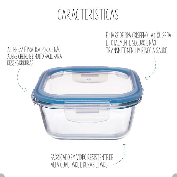 Imagem de Kit 2 Potes Herméticos De Vidro Marmita Vasilha Porta Mantimento Com Tampa Freezer Microondas 520ml