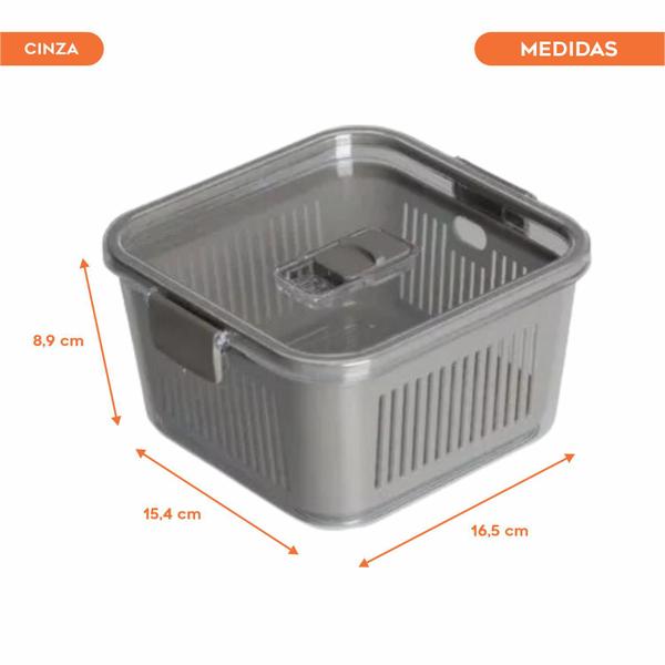 Imagem de Kit 2 Potes Herméticos organizadores de geladeira 1360ml PS Cristal Slim Paramount