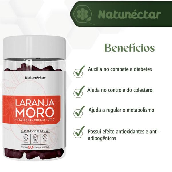 Imagem de Kit 2 Potes Laranja Moro Suplemento Alimentar Natural 120 Capsulas Extrato Original Premium Natunectar