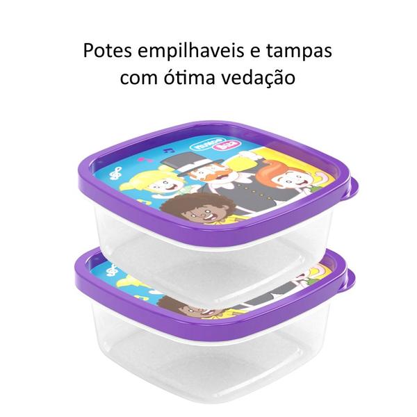 Imagem de Kit 2 Potes Mundo Bita Guarda Alimentos Baby 580ml Plasútil