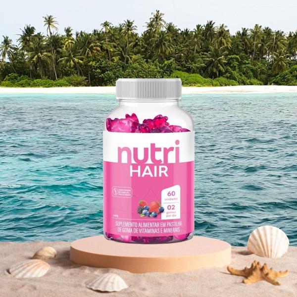 Imagem de Kit 2 Potes Nutri Hair  Suplemento para cabelo , Pele e unhas 60 gomas - Nutrihealth