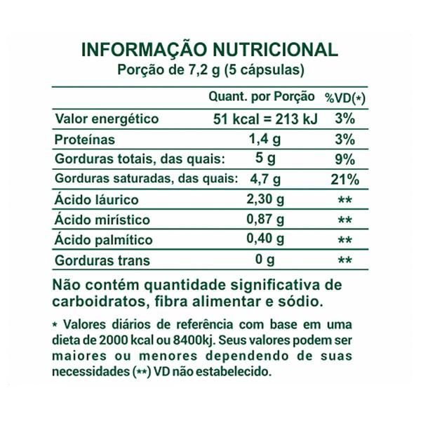 Imagem de Kit 2 Potes Óleo de Coco Encapsulado Suplemento Alimentar Natural Extra Virgem Pura Sabor Original Natunectar 120 Capsulas