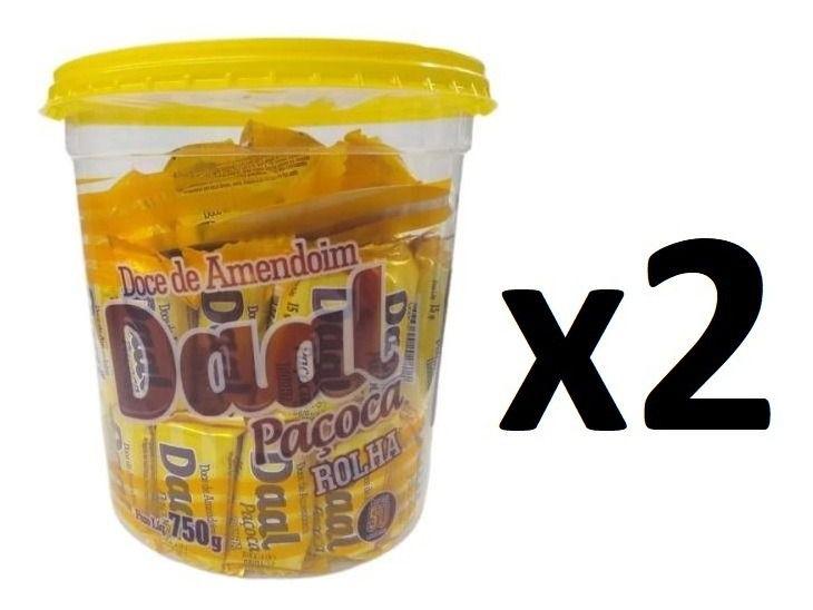 Kit 2 Potes Paçoca Rolha Daal C/ 50 Unidades 750gr Imagem de Kit 2 Potes Paçoca Rolha Daal C/ 50 Unidades 750gr