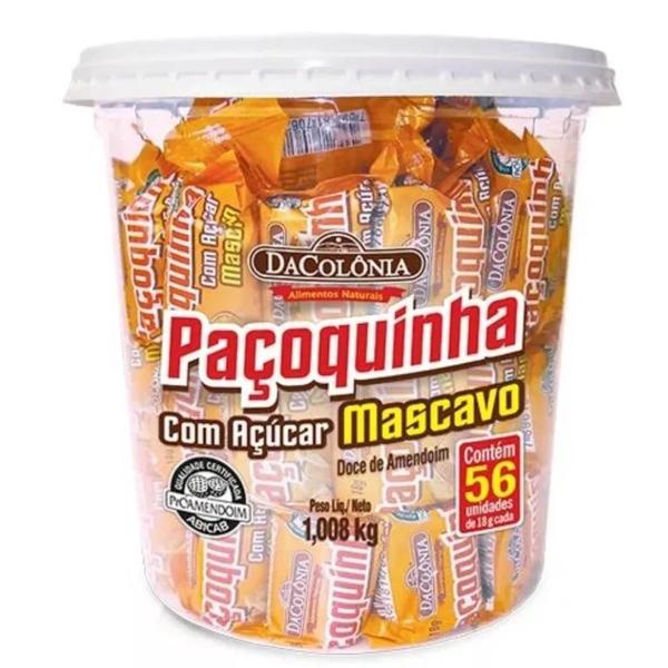 Imagem de Kit 2 Potes Paçoquinha Com Açúcar Mascavo Dacolônia Pote 1008g 56 Unidades