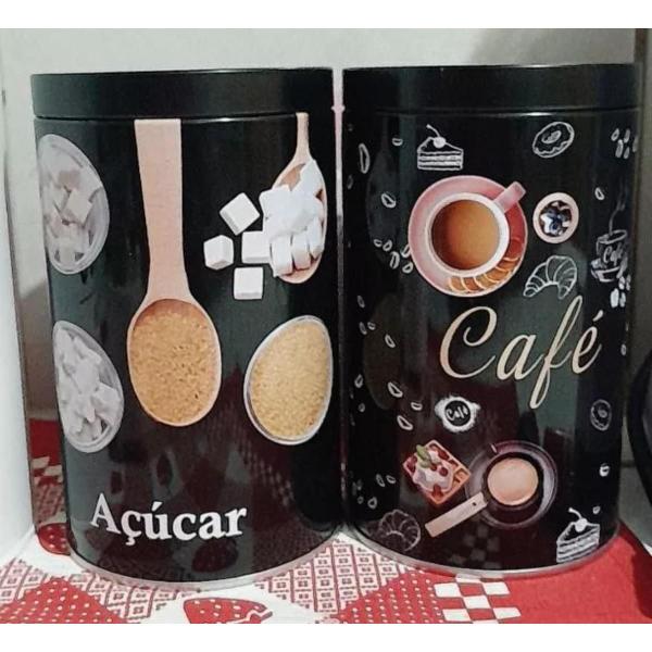 Imagem de Kit 2 Potes Porta Mantimento Açucar e Cafe Decoraçao Cozinha