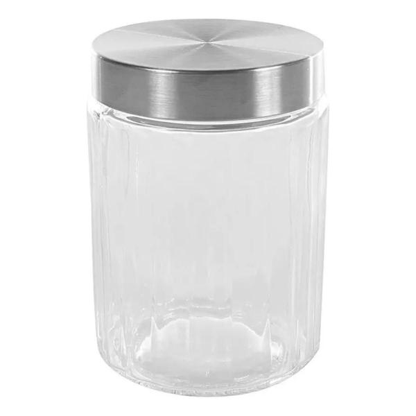 Imagem de Kit 2 Potes Porta-Mantimentos De Vidro Tampa Inox - 500Ml