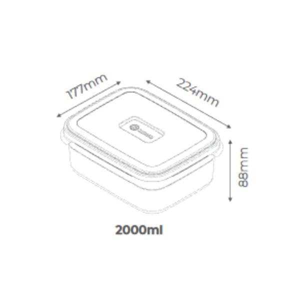 Imagem de Kit 2 Potes Retangulares de Plástico 2000ml Azul Claro