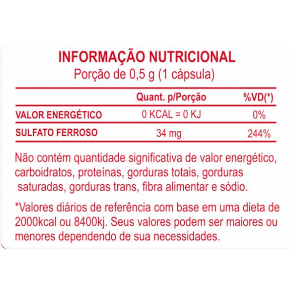 Imagem de Kit 2 Potes Sulfato Ferroso Suplemento Alimentar Natural Vitamina Ferro Original Natunectar Total 120 Capsulas