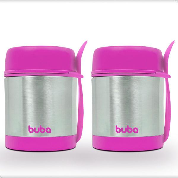 Imagem de Kit 2 Potes Térmicos Para Papinha Bebê atóxico Inox Buba Cor Rosa