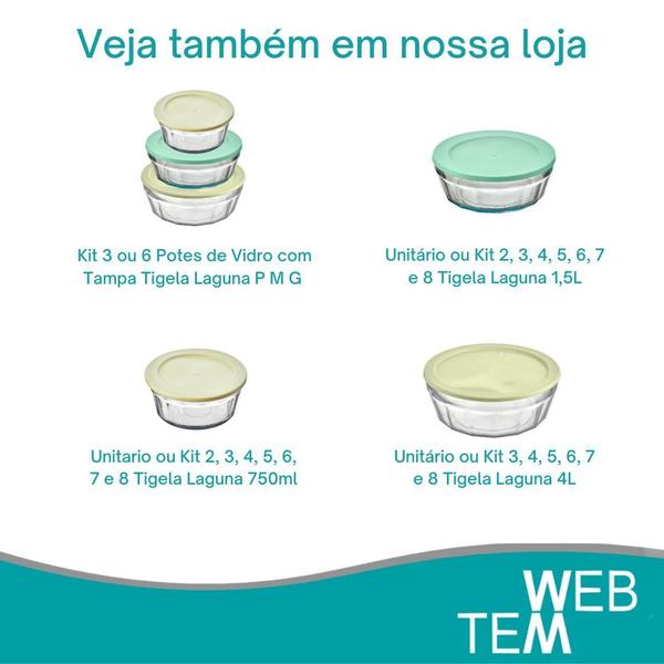 Imagem de Kit 2 Potes Tigela de Vidro com Tampa Plástica Laguna 4 Litros Vitazza: Para Servir, Organização de Cozinha e Geladeira, Opção Sustentável