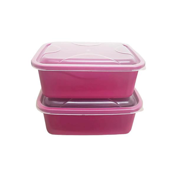 Imagem de Kit 2 Potes Versátil Retangular 16X12Cm 700Ml Rosa Ariplas