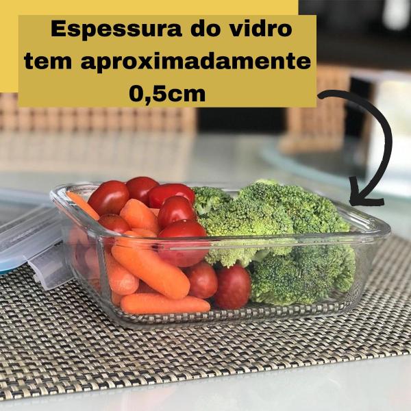 Imagem de Kit 2 Potes Vidro Grande 1040ml Com Tampa Hermética, Marmita Fitness Para Refeições Armazenar Mantimentos- Vasilha Transparente