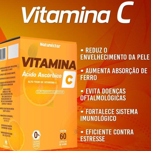 Imagem de Kit 2 Potes Vitamina C Suplemento Alimentar Natural Sabor 100% Puro Natural Natunectar 120 Capsulas Comprimidos