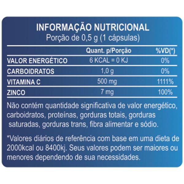 Imagem de Kit 2 Potes Vitamina C + Zinco Natural Suplemento Alimentar 100% Puro Natunectar Original 120 Capsulas Comprimidos Em Pó 500mg