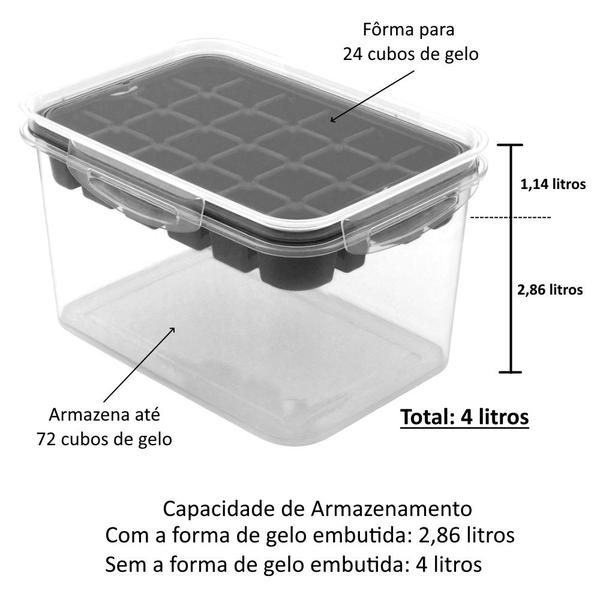 Imagem de Kit 2 Potes Ware 4 Litros para Gelo e Alimentos Congelador