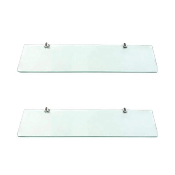 Imagem de Kit 2 prateleira porta shampoo para banheiro suporte vidro incolor