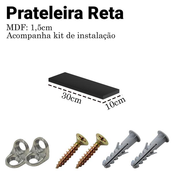 Imagem de Kit 2 Prateleira Reta Lisa Decoração Sala Quarto Mdf