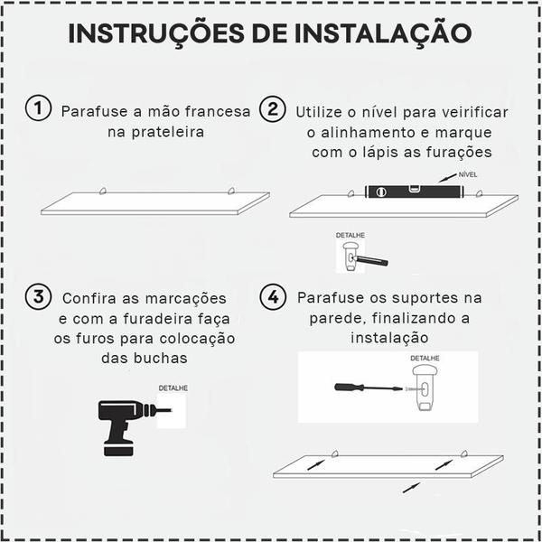 Imagem de Kit 2 Prateleiras 50 x 15cm Nogal Com Suporte Tucano