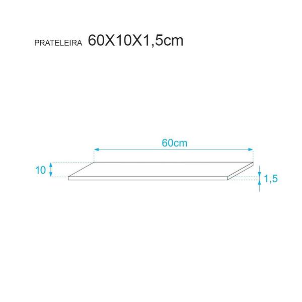 Imagem de Kit 2 Prateleiras 60 x 10cm Nogal Suporte Invisível