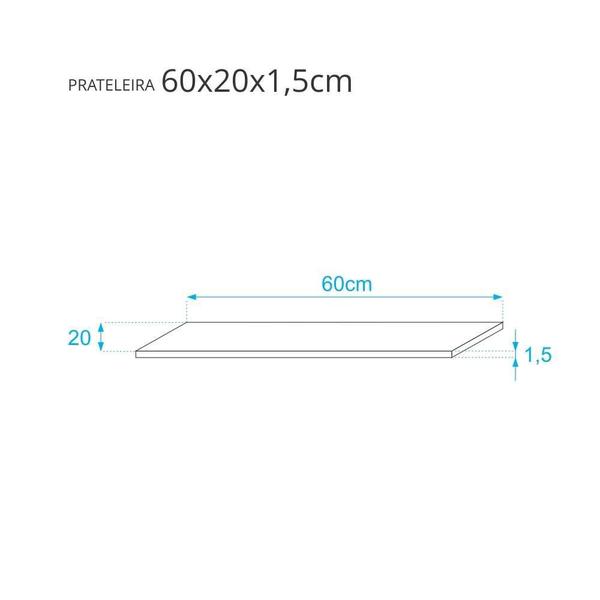 Imagem de Kit 2 Prateleiras 60 x 20cm Freijó Suporte Invisível