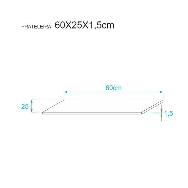 Imagem de Kit 2 Prateleiras 60 x 25cm Nogal Com Mão Francesa