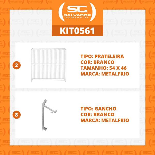 Imagem de KIT - 2 Prateleiras Branca Visa VN44 VB40 + 8 Ganchos Suporte - Metalfrio