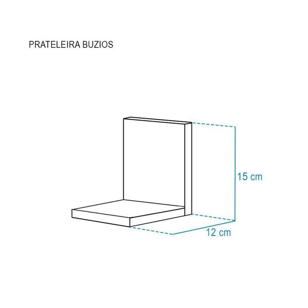 Imagem de Kit 2 Prateleiras Buzios 15 X 12cm Cinza Claro