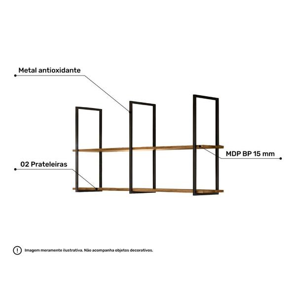 Imagem de Kit 2 Prateleiras Decorativas Industrial Multiuso Wire Plus BP 15mm Demolição - Abmaza