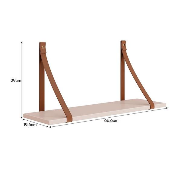 Imagem de Kit 2 Prateleiras Luna 66,6cm com Alças de Couro - Reller Móveis