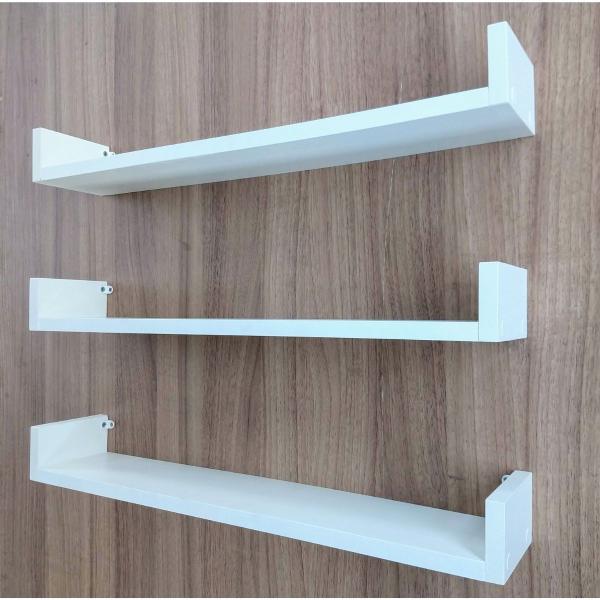 Imagem de Kit 2 Prateleiras Para banheiro Reta Modelo U Nicho Mdf Organizador de Lavabo 55 cm