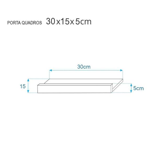 Imagem de Kit 2 Prateleiras Porta Quadros 30 x 15cm Freijó Suporte Invisível