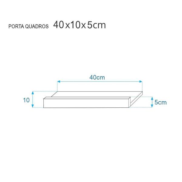 Imagem de Kit 2 Prateleiras Porta Quadros 40 x 10cm Freijó Suporte Invisível