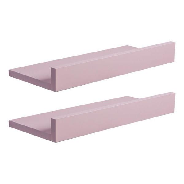 Imagem de Kit 2 Prateleiras Porta Quadros 40 x 15cm Rosa Claro Suporte Invisível