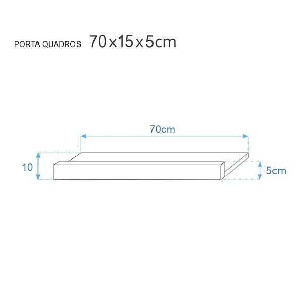 Imagem de Kit 2 Prateleiras Porta Quadros 70 x 15cm Freijó Suporte Invisível