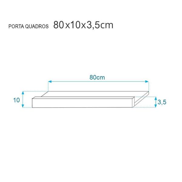 Imagem de Kit 2 Prateleiras Porta Quadros 80 x 10cm Cinza Claro Suporte Invisível